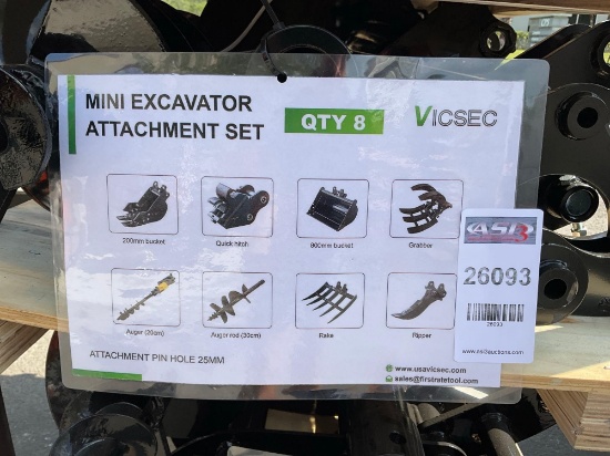 UNUSED 2025 VICSEC MINI EXCAVATOR ATTACHMENT SET WHICH INCLUDES ( 1 ) BUCKET WITH TEETH / ( 1 )