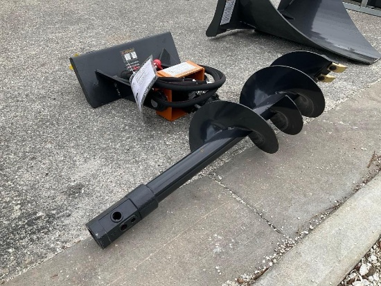 UNUSED 2025 AUGER DRIVE & BIT ATTACHMENT MODEL MAD-12-12D FOR UNIVERSAL SKID STEER (PLEASE NOTE