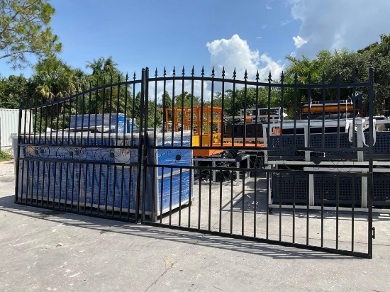 ( 1 ) Set Of Unused 20ft Bi Parting Wrought Iron Gates, 10ft Each Piece (20' Total Width). 2 Pieces