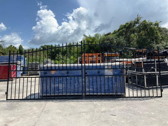 ( 1 ) Set Of Unused 20ft Bi Parting Wrought Iron Gates, 10ft Each Piece (20' Total Width). 2 Pieces