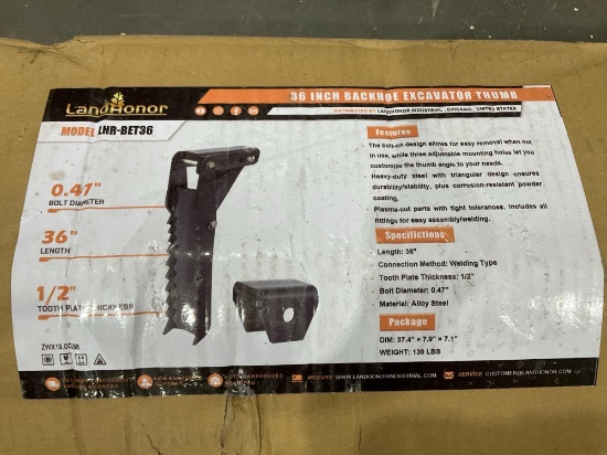 Unused Landhonor 36 In Backhoe Excavator Thumb Model Lhr-Bet36