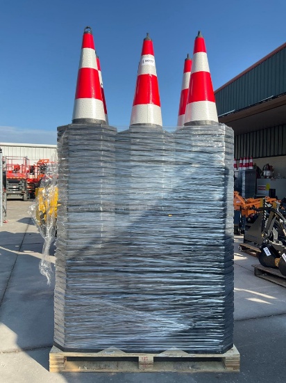 UNUSED IRANCH IRSTC REFLECTIVE SAFETY TRAFFIC CONES, APPROX 250PCS, APPROX 27in T EACH