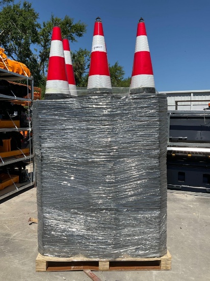 UNUSED IRANCH IRSTC REFLECTIVE SAFETY TRAFFIC CONES, APPROX 250PCS, APPROX 27in T EACH