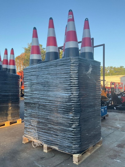 UNUSED IRANCHIRSTCREFLECTIVE SAFETY TRAFFIC CONES, APPROX 250PCS, APPROX 27in T EACH