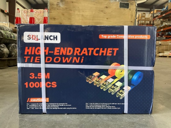 Unused High End Ratchet Tie Downs, Approx 100 Pcs; Approx 11.48 Ft