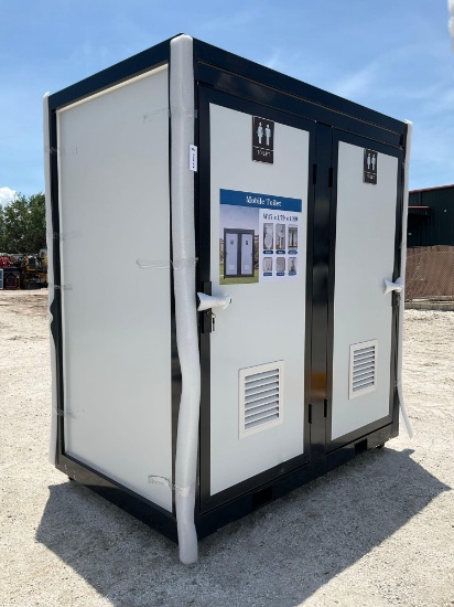 Unused Mobile Bathroom With 2 Stalls; Approx 79 In L X 47 W X 89 H; Contains Toilet, Sink, Paper