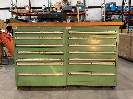 LISTA 14DRAWER INDUSTRIAL PARTS CABINET, APPROX 60 W x 31L x 41 T