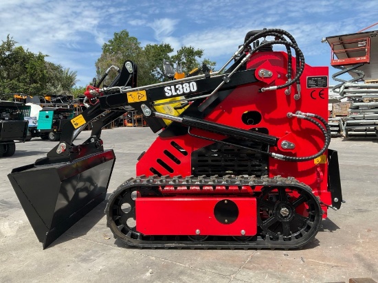 Unused 2026 Sdlool Stand On Skid Steer Loader Model 380, Gas Powered, Electric Start, Rubber Tracks