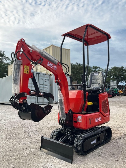 Unused 2026 Ride On Excavator Model Me15; Gas Powered; Rubber Tracks, Bucket With Teeth & Thumb