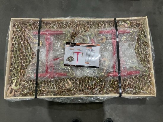 UNUSED LANDHONOR RATCHET BINDERS & CHAINS SET MODEL LHR-RC9200, 5 BINDERS (9,200LB) & 10 G70 3/8i...