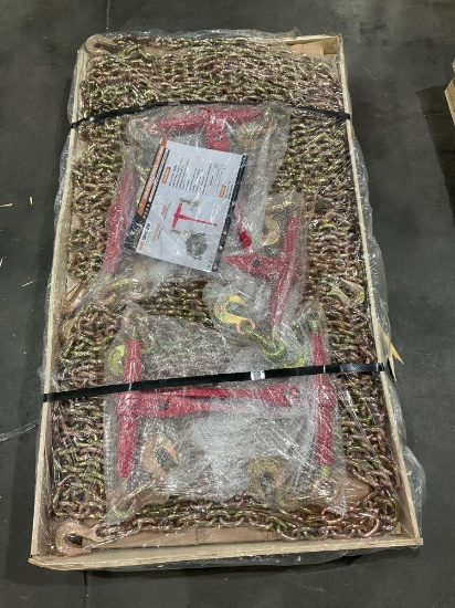 UNUSED LANDHONOR RATCHET BINDERS & CHAINS SET MODEL LHR-RC9200, 5 BINDERS (9,200LB) & 10 G70 3/8i...