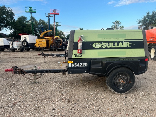 2017sullair 185d Dpq Ku 4f Air Compressor, Kubota Diesel, Trailer Mounted, Approx Max Press 125