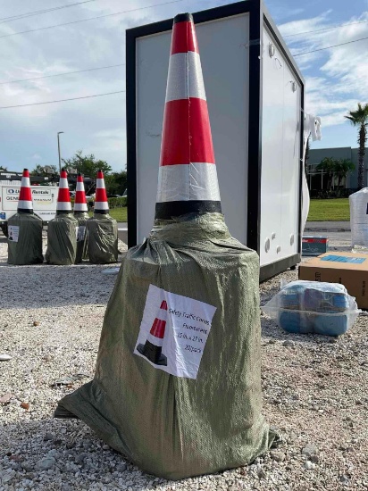 UNUSED SAFETY TRAFFIC CONES, FLUORESCENT, APPROX 20PCS, 15in X 27in