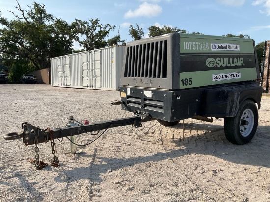 2018 Sullair 185d Dpq Ku 4f Air Compressor, Kubota Diesel, Trailer Mounted, Approx Max Press 125