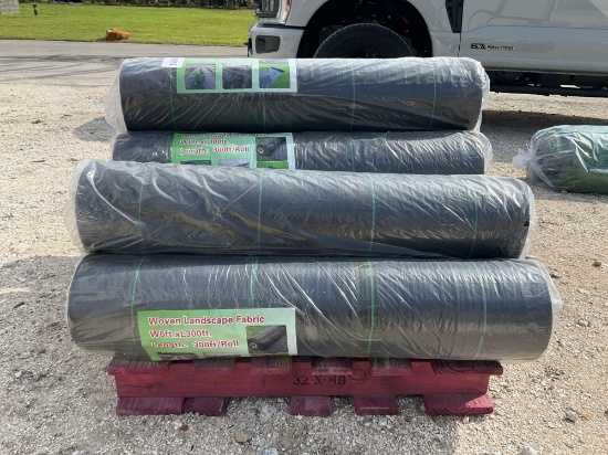 UNUSED WOVEN LANDSCAPE FABRIC, 10 ROLLS TOTAL, APPROX 6FT W x 300FT L , APPROX 3000FT TOTAL
