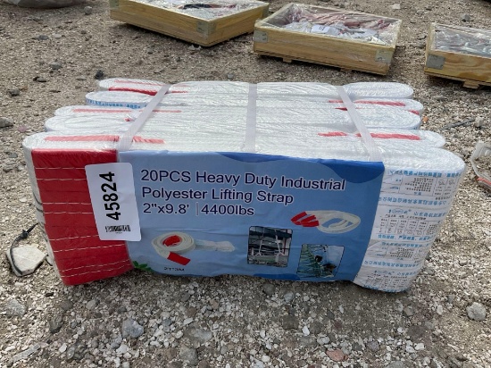 UNUSED HEAVY DUTY INDUSTRIAL POLYESTER LIFTING STRAP; APPROX 4400 LBS; APPROX 2in X 9.8 FT; APPROX
