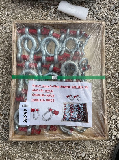 Unused Heavy-Duty D-Ring Shackle Set; Approx 4400 Lb, 10500 Lb, And 14500 Lb; Approx 30 Pcs