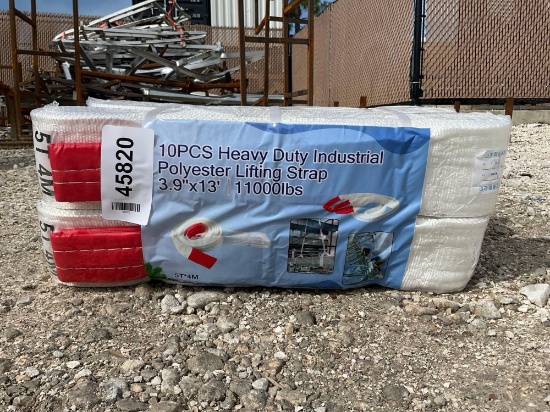 UNUSED HEAVY DUTY INDUSTRIAL POLYESTER LIFTING STRAP; APPROX 11000LBS; APPROX 3.9in X 13 FT; APPROX