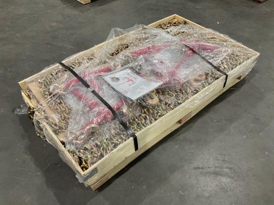 UNUSED LANDHONOR RATCHET BINDERS & CHAINS SET MODEL LHR-RC9200, 5 BINDERS (9,200LB) & 10 G70 3/8i...