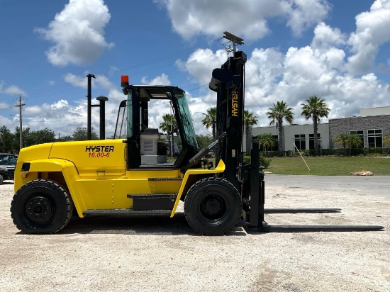 HYSTER H16.00XM 36,000 LB CAPACITY FORKLIFT; DIESEL POWERED; LIFT HEIGHT 147in; APPROX 8FT FORKS,...