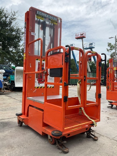 2015 Ballymore Vertical Mast Man Lift Model Ps-140h, Approx Max Platform Height 12ft, Built In