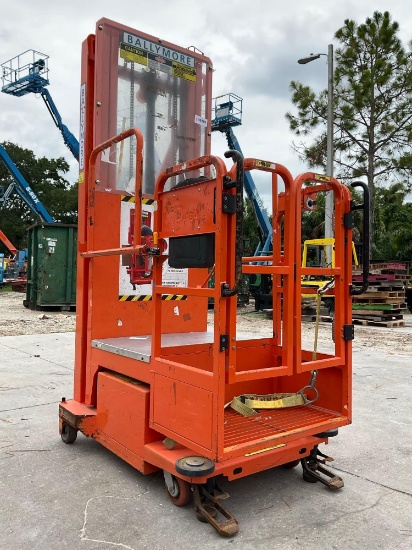 2015 Ballymore Vertical Mast Man Lift Model Ps-140h, Approx Max Platform Height 12ft, Built In