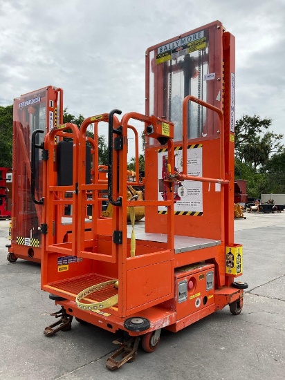 2015 Ballymore Vertical Mast Man Lift Model Ps-140h, Approx Max Platform Height 12ft, Built In
