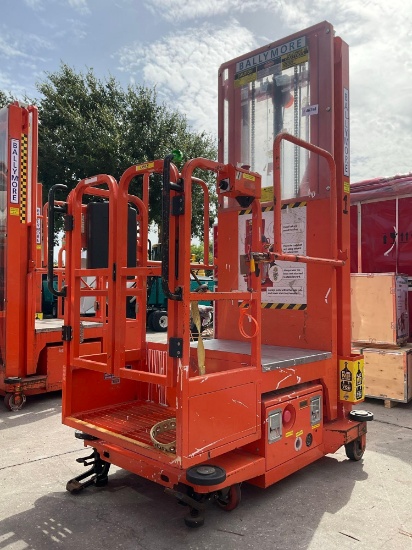 2015 Ballymore Vertical Mast Man Lift Model Ps-140h, Approx Max Platform Height 12ft, Built In