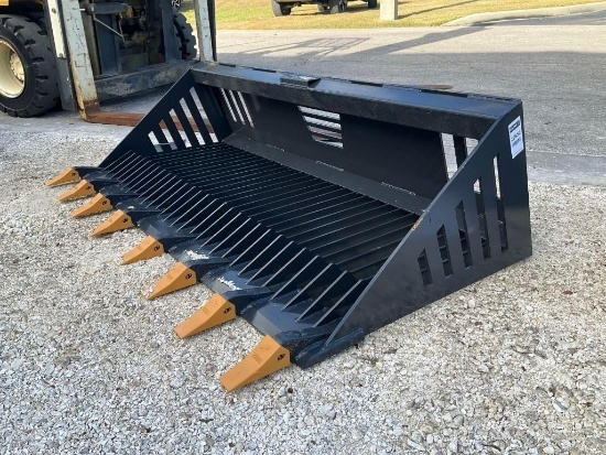 UNUSED 2026LANDHONOR 72in ROCK BUCKET ATTACHMENT MODEL RB-14-72W FOR UNIVERSAL SKID STEER