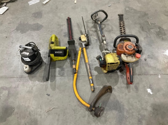 Assorted Landscaping Equipment; Including Trimmers, Saws, And Submersible Pump; Brands Including