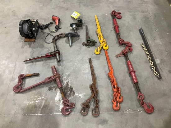 Lot Of Assorted Rigging Hardware, Load Binders, And Other Equipment