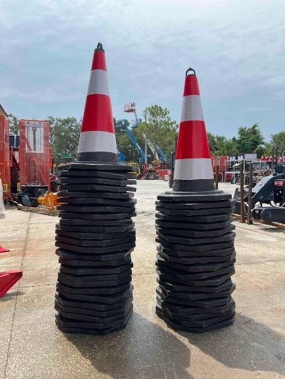 UNUSED REFLECTIVE SAFETY TRAFFIC CONES TYPE TSC, APPROX 25PCS TOTAL, APPROX 28in T EACH