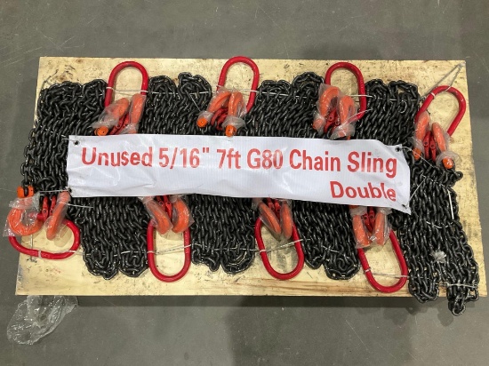 Unused Landhonor 516 7ft Double Legs Lifting Chain Slings Model Lhr-G80, ( 8 ) Pcs