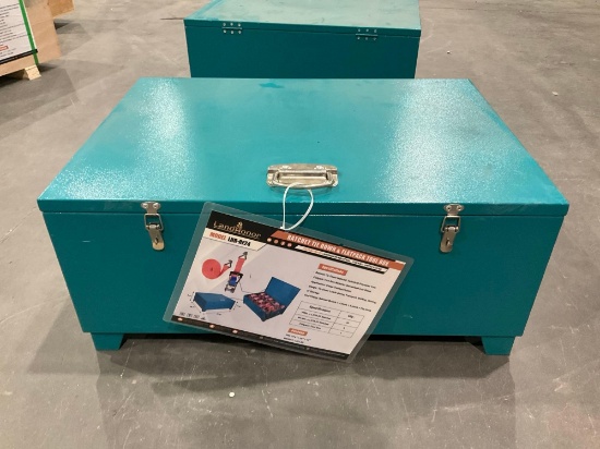UNUSED LANDHONOR RATCHET TIE DOWN & FLATPACK TOOL BOX MODEL LHR-RF24, TOOL BOX APPROX 20in L x 28in