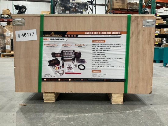 Unused Landhonor Electric Winch Model Lhr-Ew25000; Approx Rated Line Pull 25000 Lbs; Series Wound