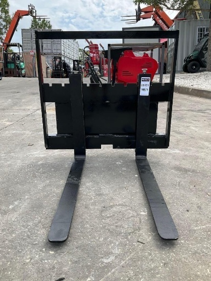 UNUSED 2026 FORKS ATTACHMENT FOR MINI SKID STEER, APPROX 25in W , FORKS APPROX 30in L