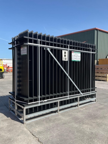 UNUSED KJ POWERED COATED STEEL SITE FENCES MODEL K0710-30; APPROX 10 FT X 7 FT; HEAVY DUTY 4-RAIL