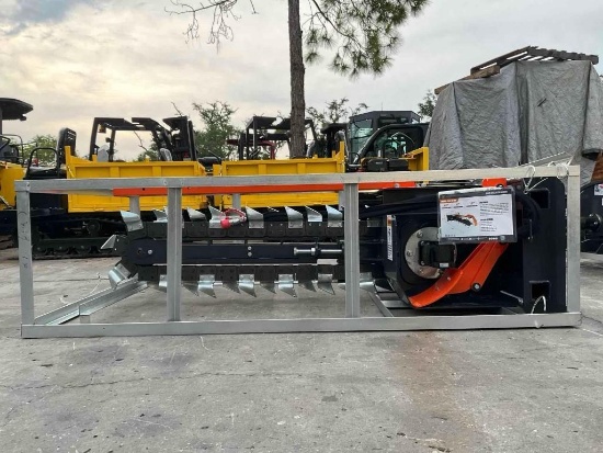 UNUSED 2026 WOLVERINE TRENCHER ATTACHMENT MODEL TCR-12-48H FOR UNIVERSAL SKID STEER