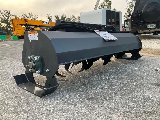 UNUSED 2026 WOLVERINE TILLER ATTACHMENT MODEL TL-12-72W FOR UNIVERSAL SKID STEER, APPROX 72in W
