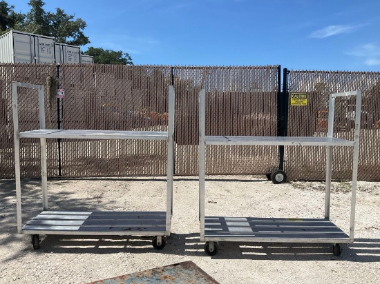 ( 2 ) STORAGE RACKS ON WHEELS, APPROX 61in W x 25 in L x 67 in T