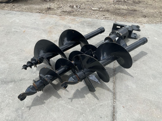 PALLET OF ( 3 ) UNUSED 2025 AUGER FOR MINI EXCAVATOR, APPROX ( 1 ) 8in & ( 2 ) 12in