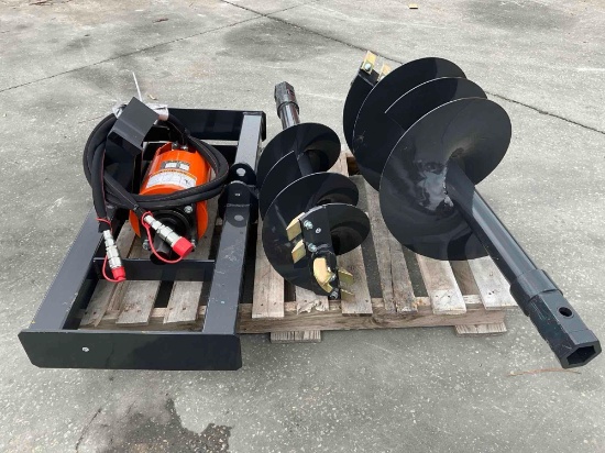 UNUSED 2026 AUGER DRIVE & BIT ATTACHMENT MODEL ADB-13-1218R FOR UNIVERSAL SKID STEER, 12in & 18in