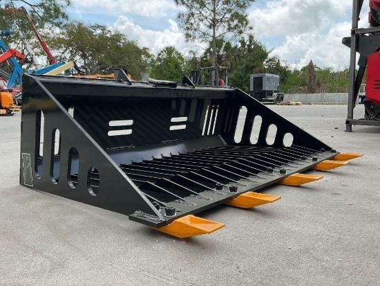 UNUSED 2026 MINI ROCK BUCKET ATTACHMENT MODEL RB44 FOR MINI SKID STEER , APPROX WORKING WIDTH 44in