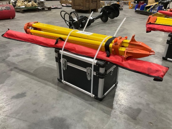 UNUSED SELF-LEVELING ROTARY LASER IN CARRYING CASE , OPERATING MANUAL MEASURING STICK & STAND INC...