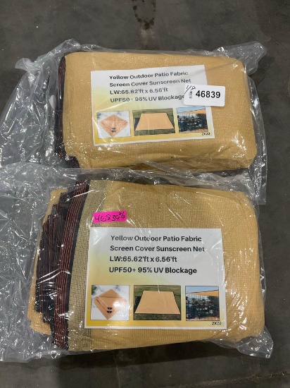 UNUSED OUTDOOR PATIO FABRIC SCREEN COVER / SUNSCREEN NET, 2PACK, APPROX 65.62FT X 6.56FT, UPF50 +