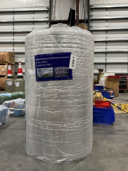 UNUSED BUBBLE ALUMINUM FOIL REFLECTIVE INSULATION; APPROX164 FT x 3.3 FT; APPROX COVERAGE 541 SQ FT