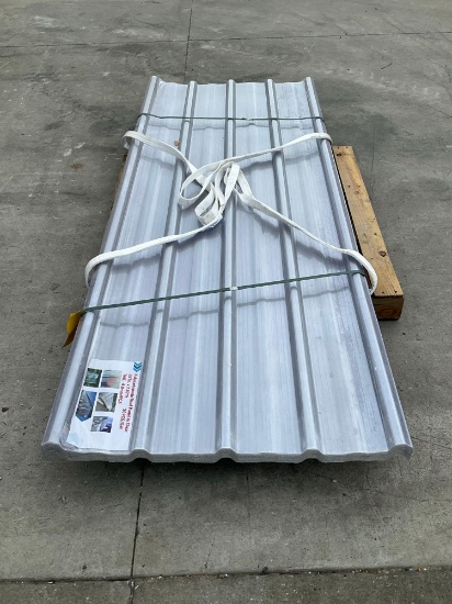 UNUSED POLYCARBONATE ROOF PANELS; APPROX 35in X 8 FT; APPROX 30 PCS