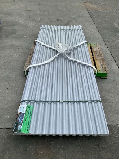 UNUSED CORRUGATED POLYCARBONATE ROOF PANELS; APPROX 30 PCS; APPROX 8 FT L X 3 FT