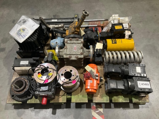 INDUSTRIAL EQUIPMENT LOT OF MOTORS, GEARBOXES, HYDRAULIC CYLINDERS, VALVES, AND ACTUATORS; BRANDS