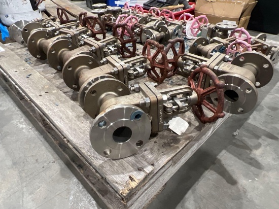 ( 1 ) PALLET OF FLANGED INDUSTRIAL GATE VALVES; BRANDS LIKES LADISH;MANUAL VALVES; HANDWHEELS,
